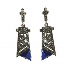 Boucles d'Oreilles Art Déco avec Lapis Lazuli