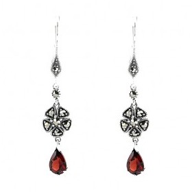 Boucles d'oreilles Vintage en Argent et Grenat