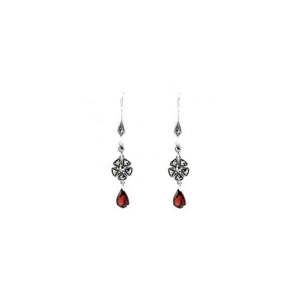 Boucles d'oreilles Vintage en Argent et Grenat