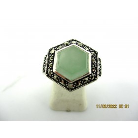 Bague Vintage en Argent et Pierre de Jade