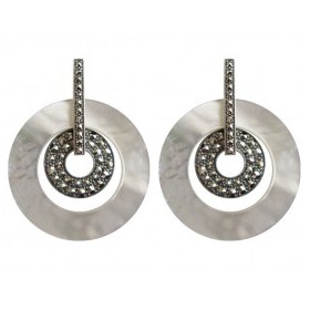 Boucles d'Oreilles Vintage en Argent et Nacre