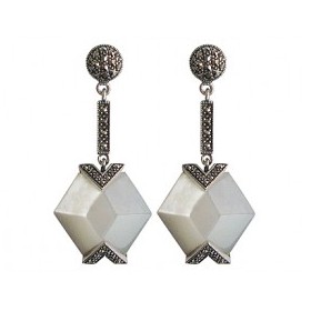 Boucles d'oreilles pendantes en Argent et Nacre