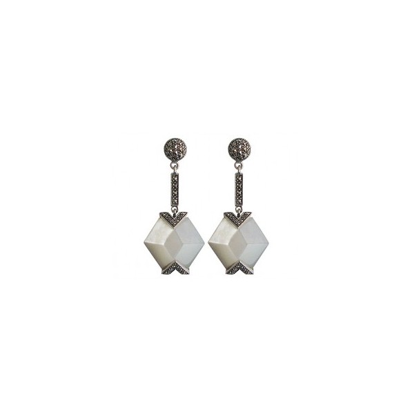 Boucles d'oreilles pendantes en Argent et Nacre