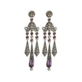 Boucles d'Oreilles Vintages avec Améthyste et Perles