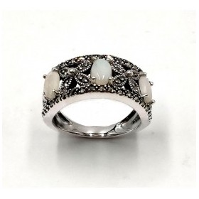 Bague Vintage Anneau en Argent et Opale