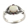 Bague en Argent Pierres Opale et Rubis