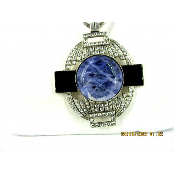 Collier Art déco avec Sodalite et Onyx Noire