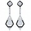 Boucles d'Oreilles Art Déco Argent avec Zirconium et Onyx