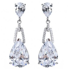 Boucles d'Oreilles Vintage en Argent et Zirconium