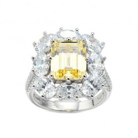 Bague Vintage en Zirconium Jaune et Blanc