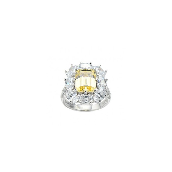 Bague Vintage en Zirconium Jaune et Blanc