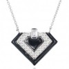 Collier Long Art Déco en Argent avec Pierres Zirconium et Onyx