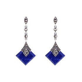 Boucles D'Oreilles Vintage Argent et lapis Lazuli