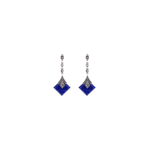 Boucles D'Oreilles Vintage Argent et lapis Lazuli