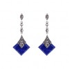 Boucles D'Oreilles Vintage Argent et lapis Lazuli