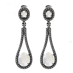 Boucles d'Oreilles Vintage en Argent et nacre