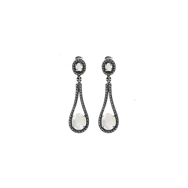 Boucles d'Oreilles Vintage en Argent et nacre