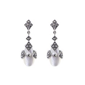 Boucles d'Oreilles Art Déco en Argent et Nacre