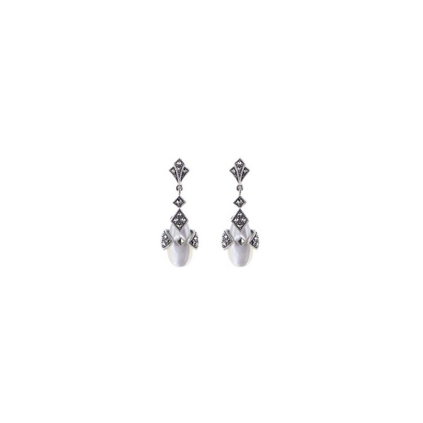 Boucles d'Oreilles Art Déco en Argent et Nacre