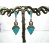 Boucles d'Oreilles Art Déco Pendantes en Argent et Turquoise
