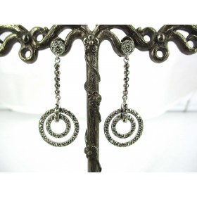 Boucles d'Oreilles Vintage Pendantes en Argent