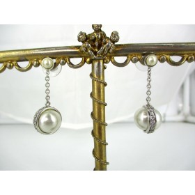Boucles d' Oreilles Vintage en Argent et Perles