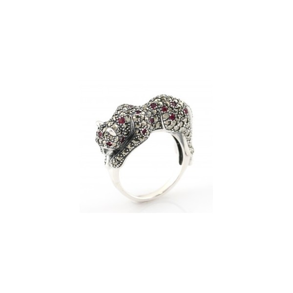 Bague Art Déco en Argent et Rubis