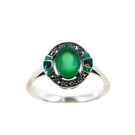 Bague Rétro en Argent et Agate