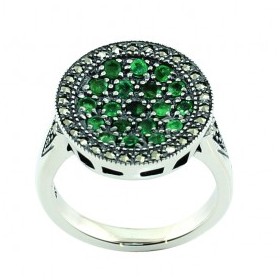 Bague Vintage en Argent et émeraudes