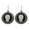 Boucles d'oreilles Camée en Argent  et Onyx