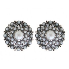 Boucles d'Oreilles Vintage en Argent et Perles de Culture