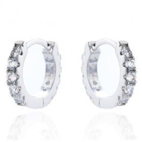 Boucles d'Oreilles avec Anneau en Argent et Zirconium