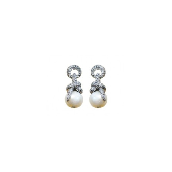 Boucles d'Oreilles Vintage en Argent et Perles de Culture