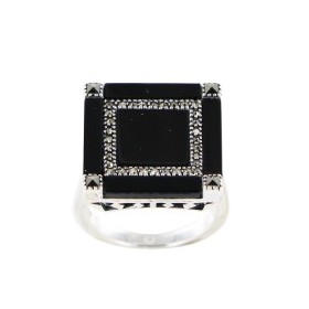 Bague Vintage en Argent et Onyx noir