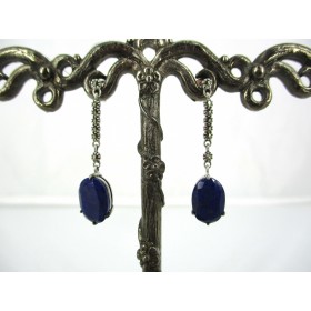 Boucles d'Oreilles Vintage en Argent et Lapis lazuli