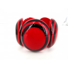 Bracelet Vintage en résine rouge et noire