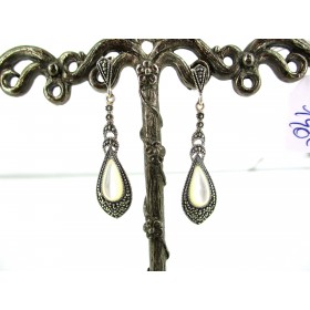 Boucles d'Oreilles Art Déco en Argent et Nacre