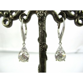 Boucles d'Oreilles Vintage Pendantes en Argent et Zirconium