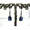 Boucles d'Oreilles Vintage en Argent et Zirconium Bleu