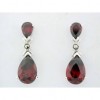 Boucles d'Oreilles Pendantes en Argent et Zirconium Rouge