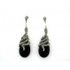 Boucles d'Oreilles Vintages en argent et Onyx