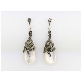 Boucles d'Oreilles Vintage en Argent et Nacre