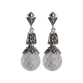 Boucles d'Oreilles Art Déco en Argent et Zirconium