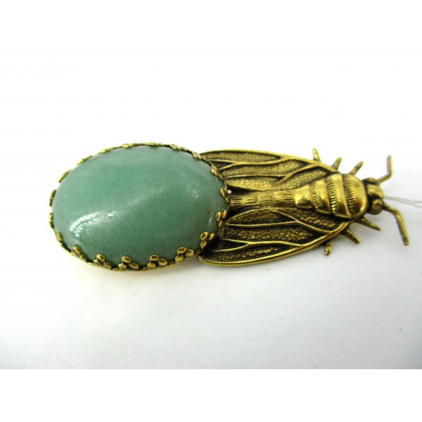 Broche Art Déco  avec Pierre Aventurine