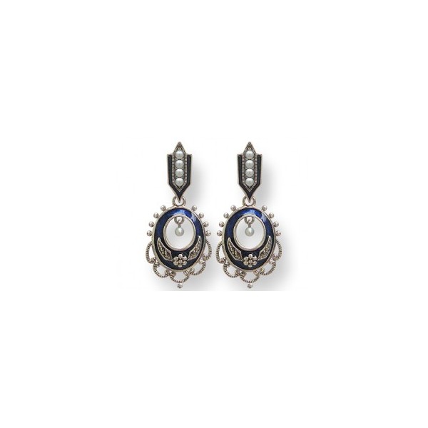 Boucles d'oreilles Vintage Pendantes en argent et Perles de Culture