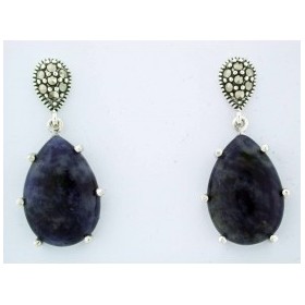 Boucles d'oreilles pendantes Vintage en Argent et Sodalite