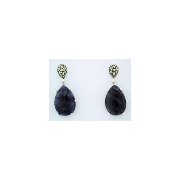 Boucles d'oreilles pendantes Vintage en Argent et Sodalite