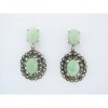 Boucles d'Oreilles Art Déco Pendantes en Argent et Jade