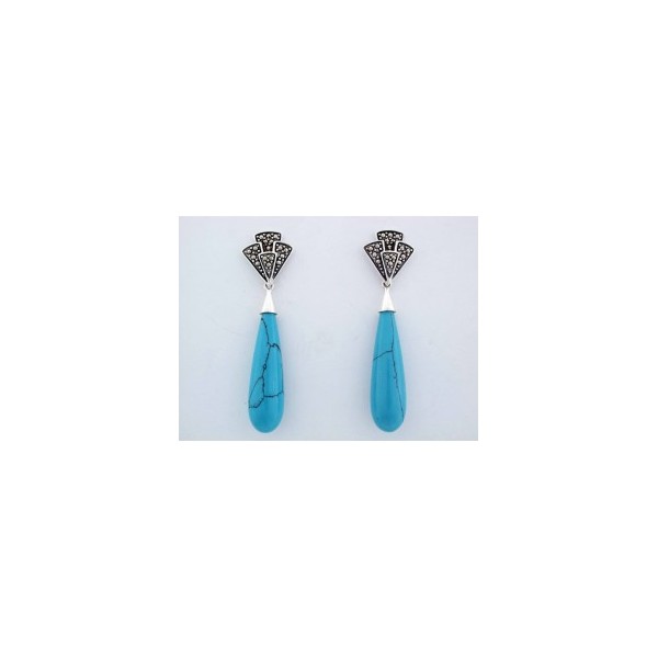 Boucles d'Oreilles Vintage en Argent et Turquoise