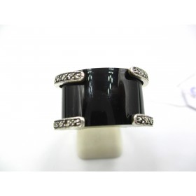 Bague Art déco en Argent et Onyx